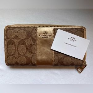 COACH Signature Coated Canvas Gold Colorblock Wallet, NWOT
